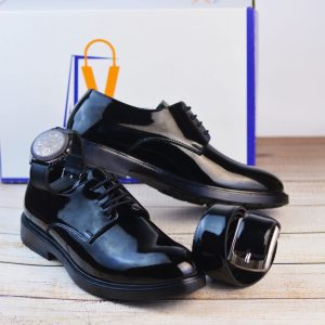 حذاء Oxforf جلد لامع برباط كلاسيك